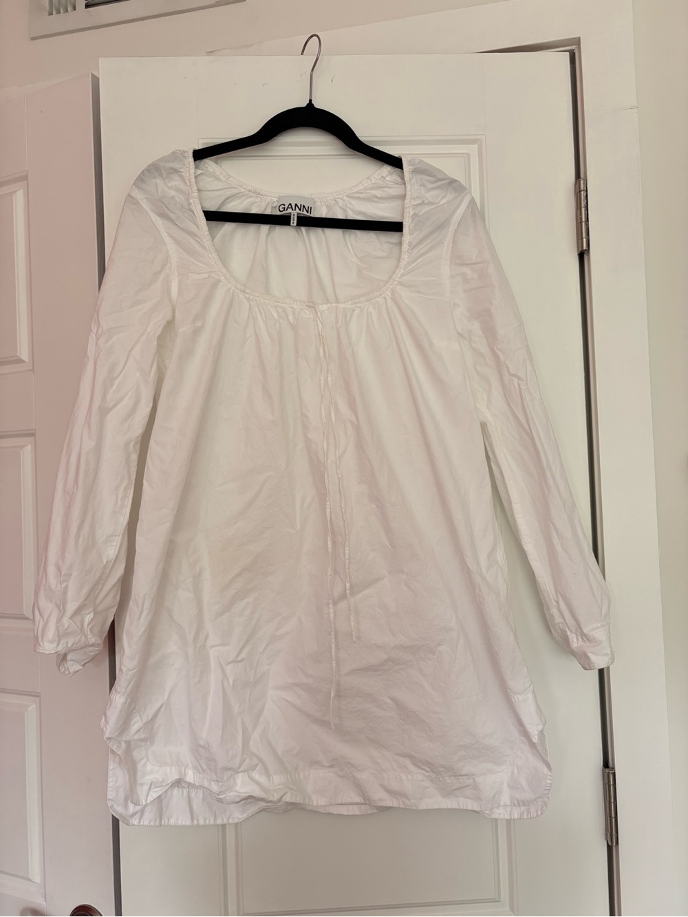 Ganni White Long-Sleeve Peasant Tunic
